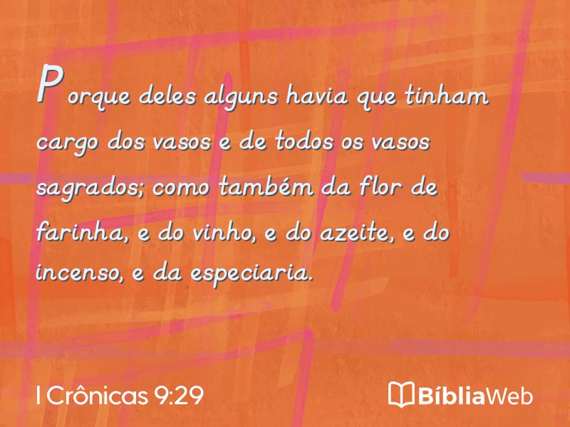 I Crônicas 9:29 em imagem para compartilhar