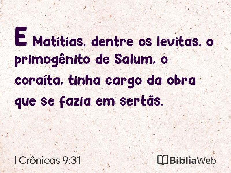 I Crônicas 9:31 em imagem para compartilhar
