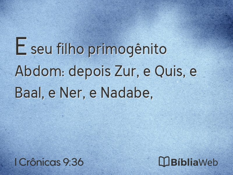 I Crônicas 9:36 em imagem para compartilhar