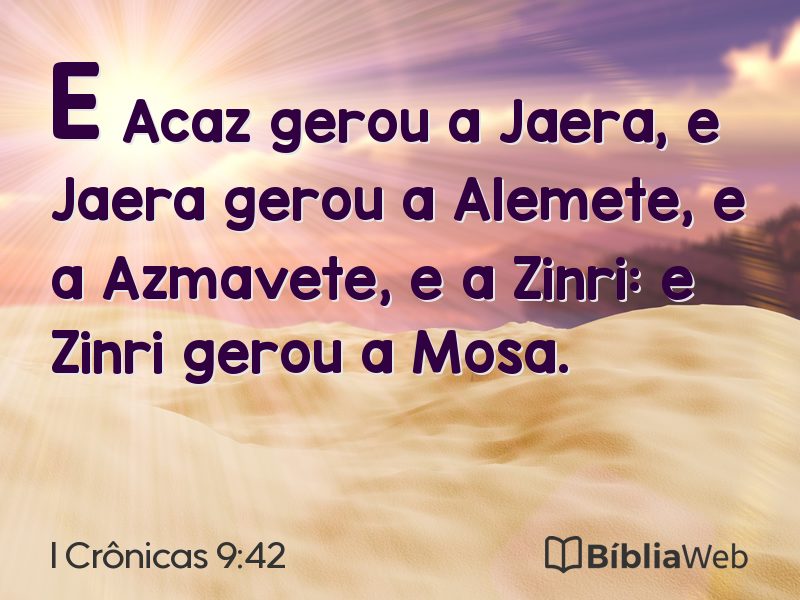 I Crônicas 9:42 em imagem para compartilhar