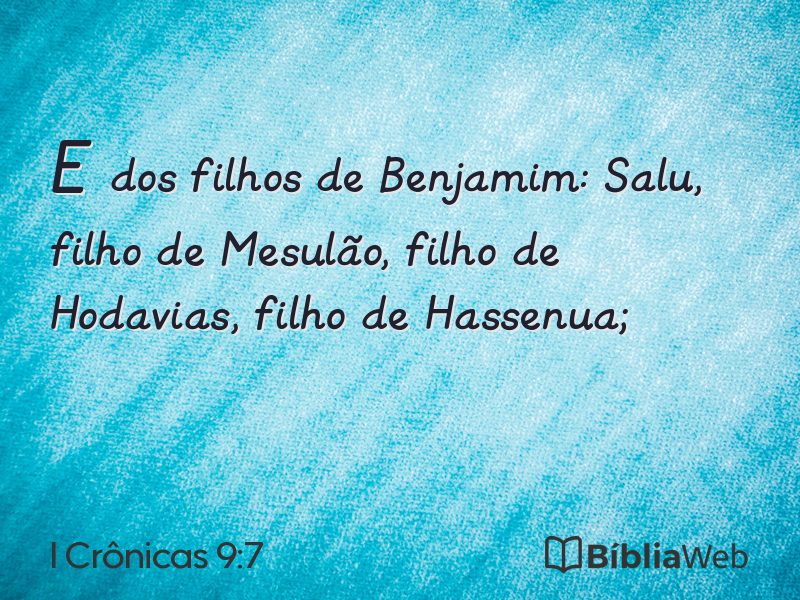 I Crônicas 9:7 em imagem para compartilhar