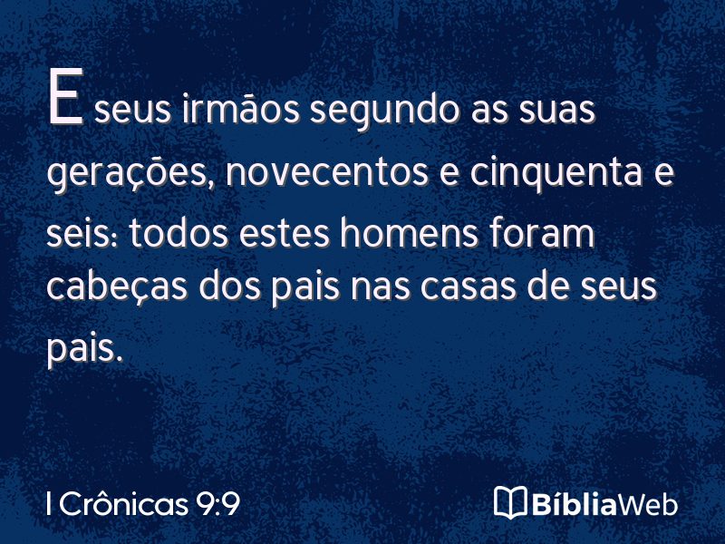 I Crônicas 9:9 em imagem para compartilhar