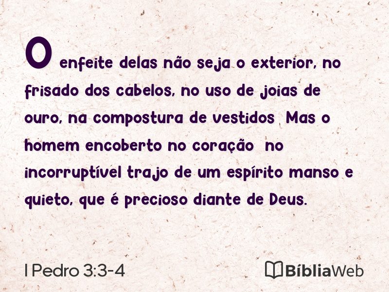 I Pedro 3:3-4 em imagem para compartilhar