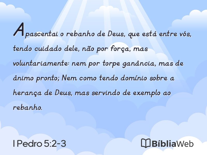 I Pedro 5:2-3 em imagem para compartilhar