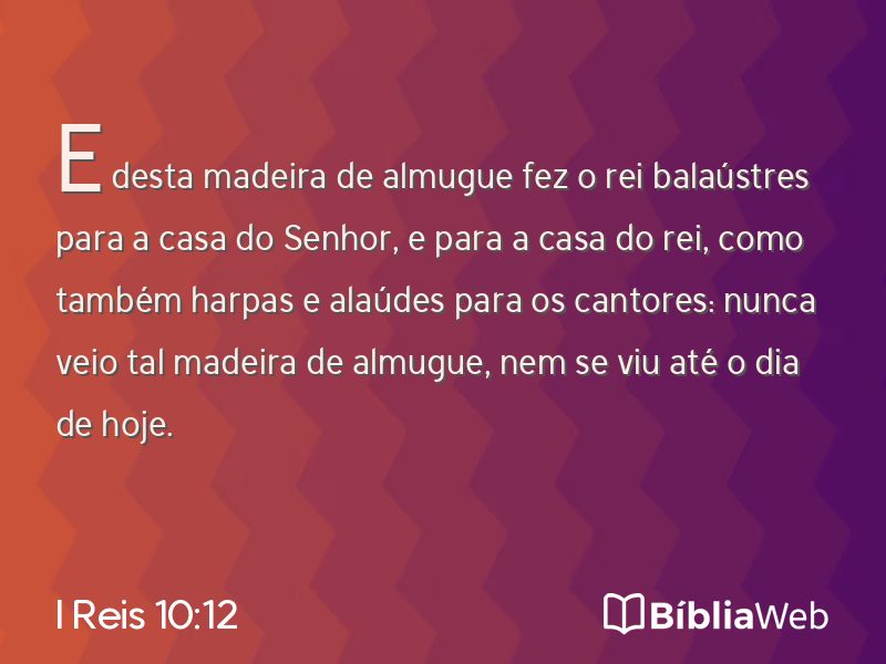 I Reis 10:12 em imagem para compartilhar