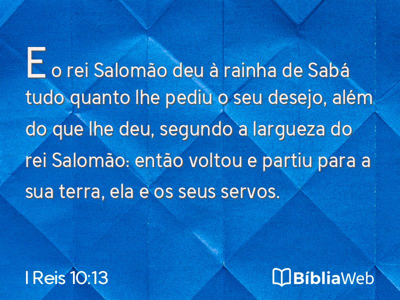 I Reis 10:13 em imagem para compartilhar