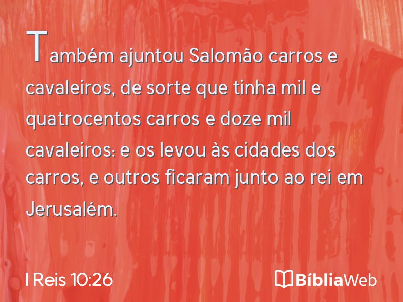 I Reis 10:26 em imagem para compartilhar