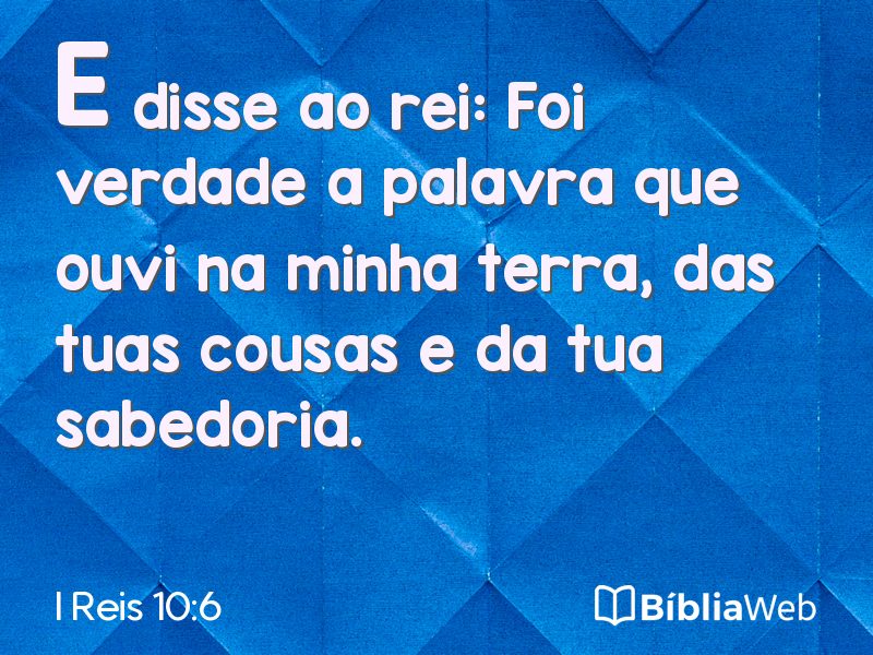 I Reis 10:6 em imagem para compartilhar