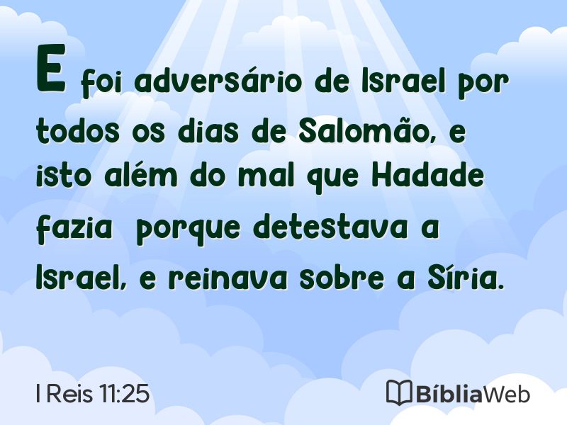 I Reis 11:25 em imagem para compartilhar