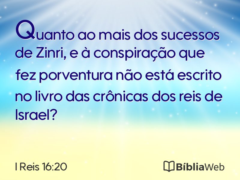 I Reis 16:20 em imagem para compartilhar