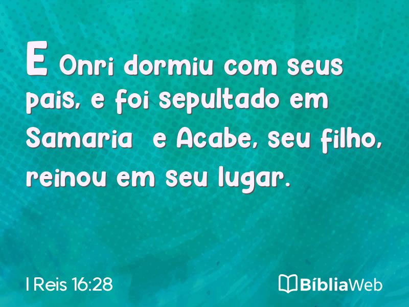 I Reis 16:28 em imagem para compartilhar
