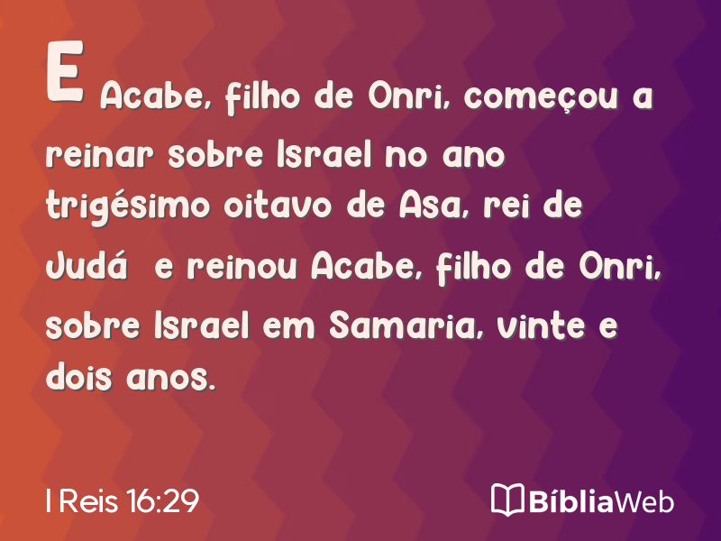 I Reis 16:29 em imagem para compartilhar