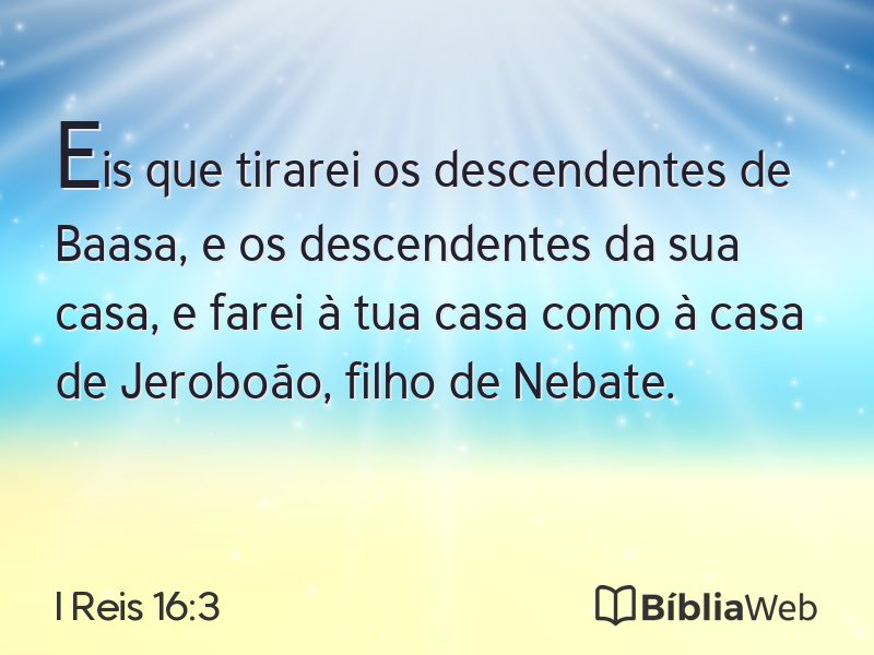 I Reis 16:3 em imagem para compartilhar