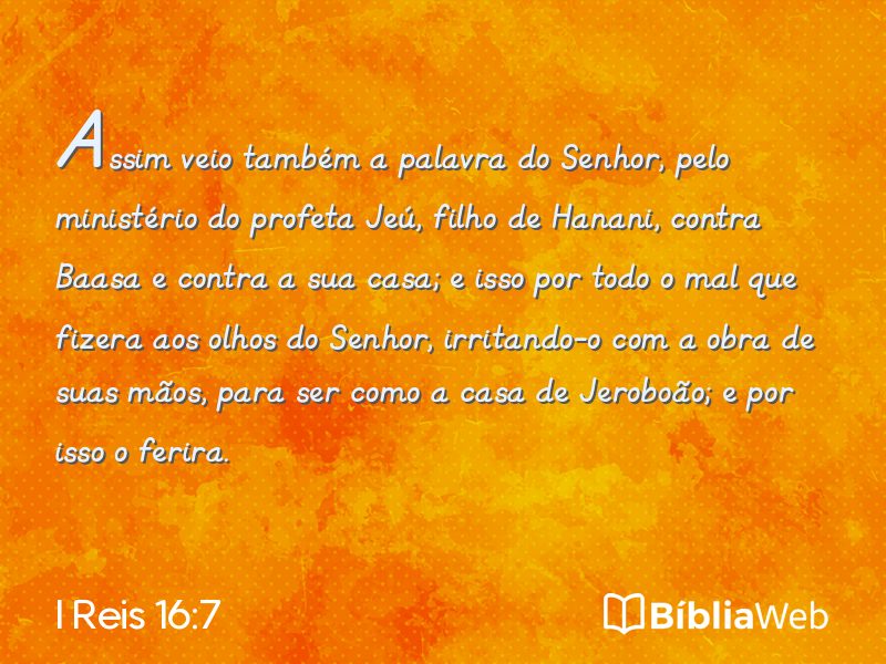 I Reis 16:7 em imagem para compartilhar