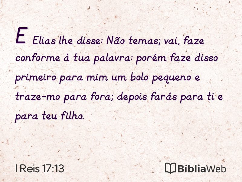 I Reis 17:13 em imagem para compartilhar