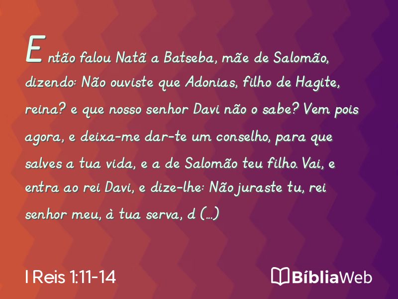 I Reis 1:11-14 em imagem para compartilhar