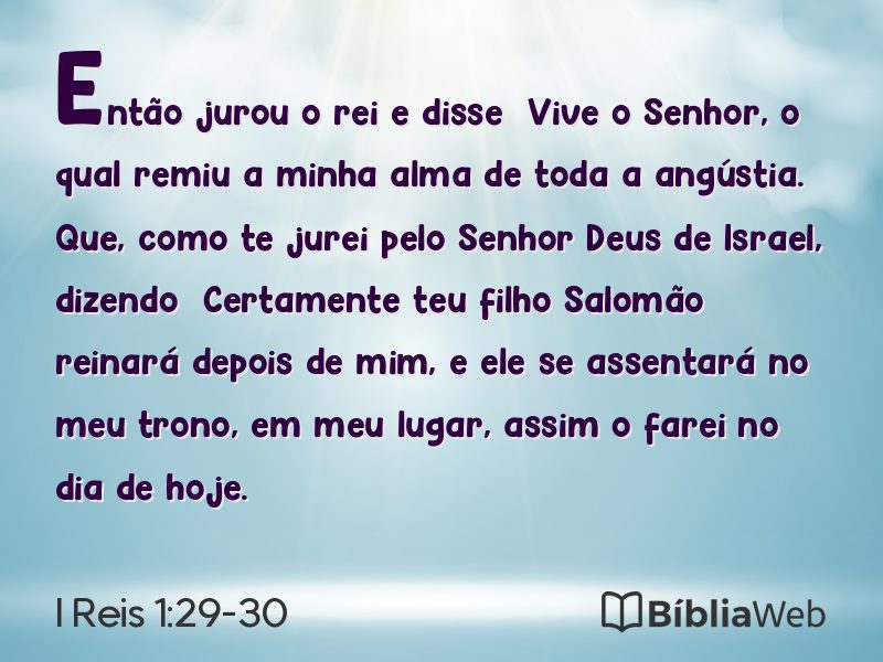 I Reis 1:29-30 em imagem para compartilhar