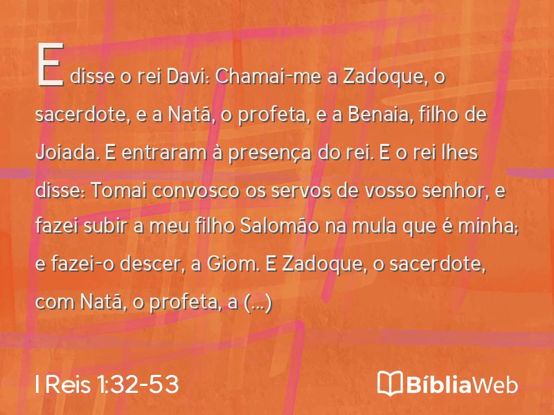 I Reis 1:32-53 em imagem para compartilhar