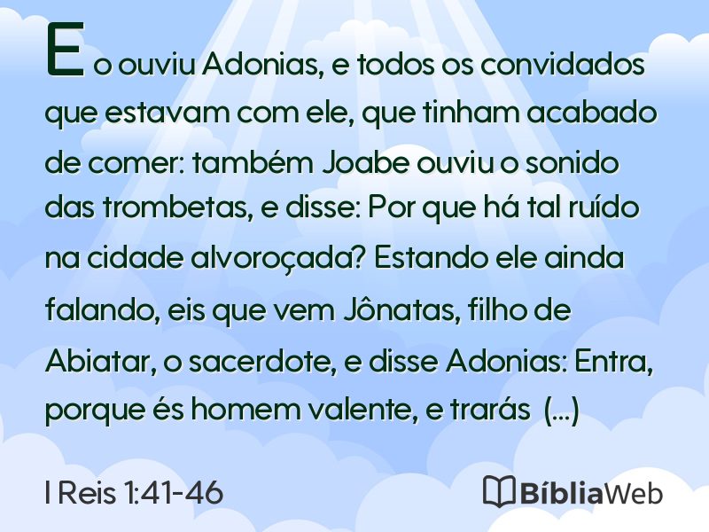 I Reis 1:41-46 em imagem para compartilhar