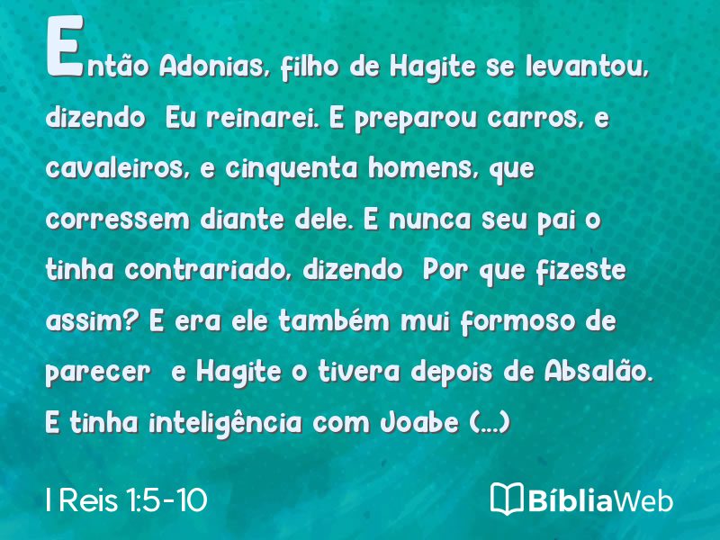 I Reis 1:5-10 em imagem para compartilhar