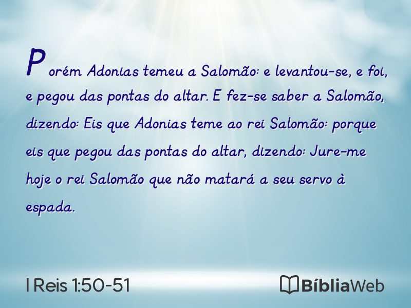 I Reis 1:50-51 em imagem para compartilhar