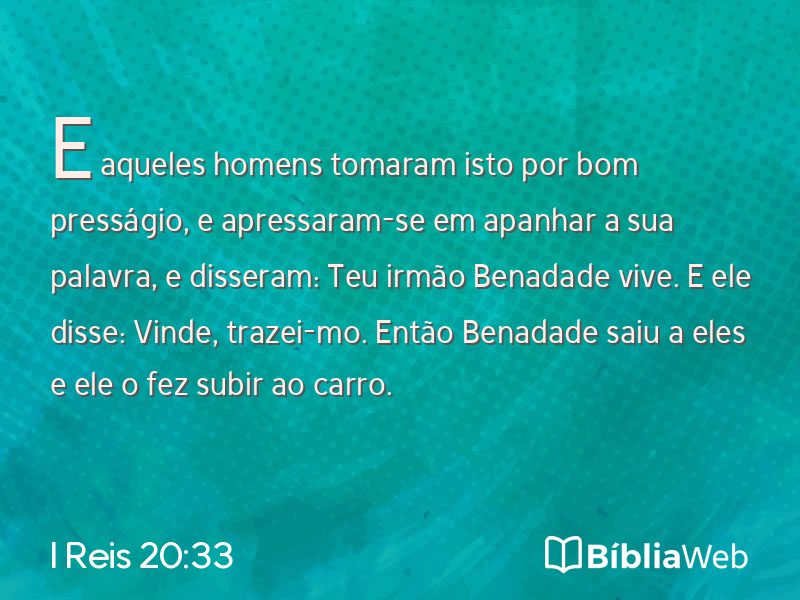 I Reis 20:33 em imagem para compartilhar