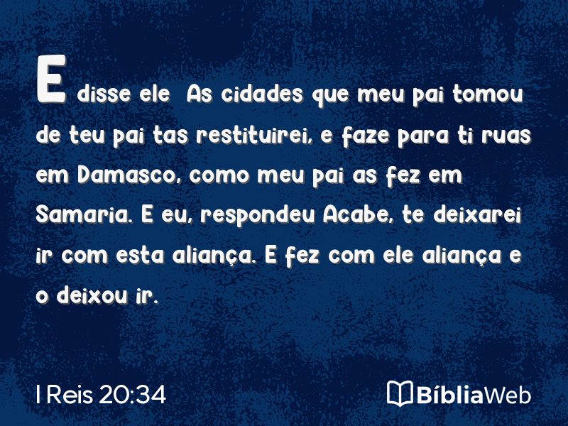 I Reis 20:34 em imagem para compartilhar