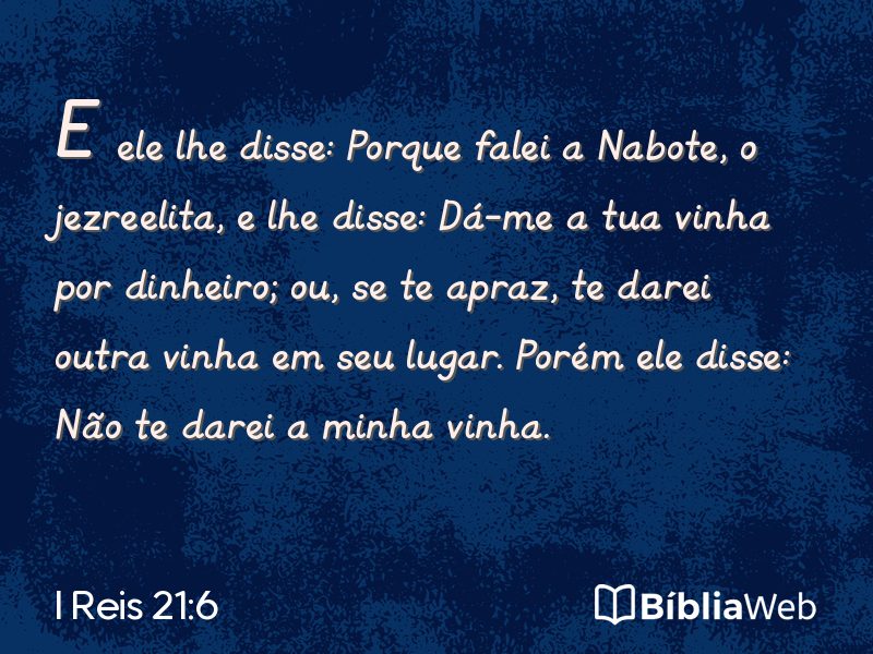 I Reis 21:6 em imagem para compartilhar