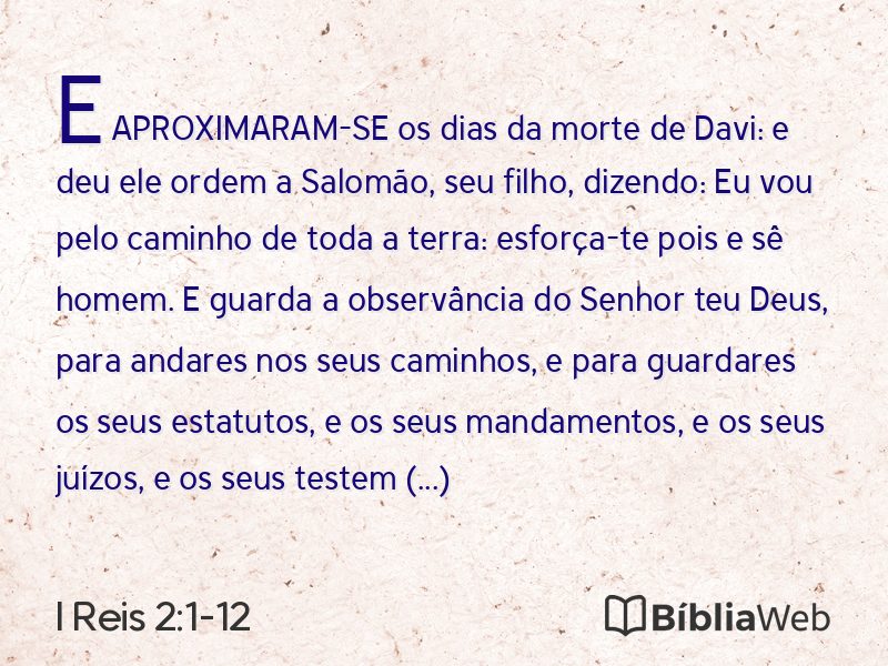 I Reis 2:1-12 em imagem para compartilhar
