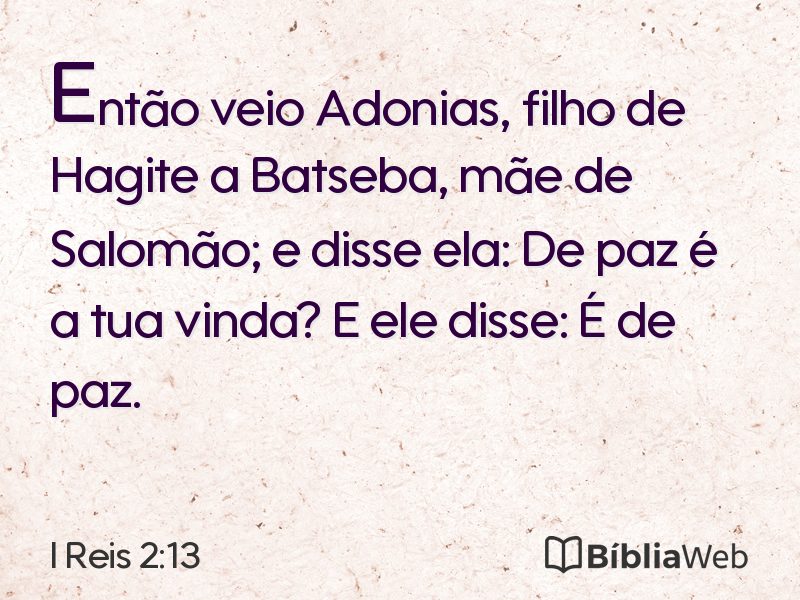 I Reis 2:13 em imagem para compartilhar