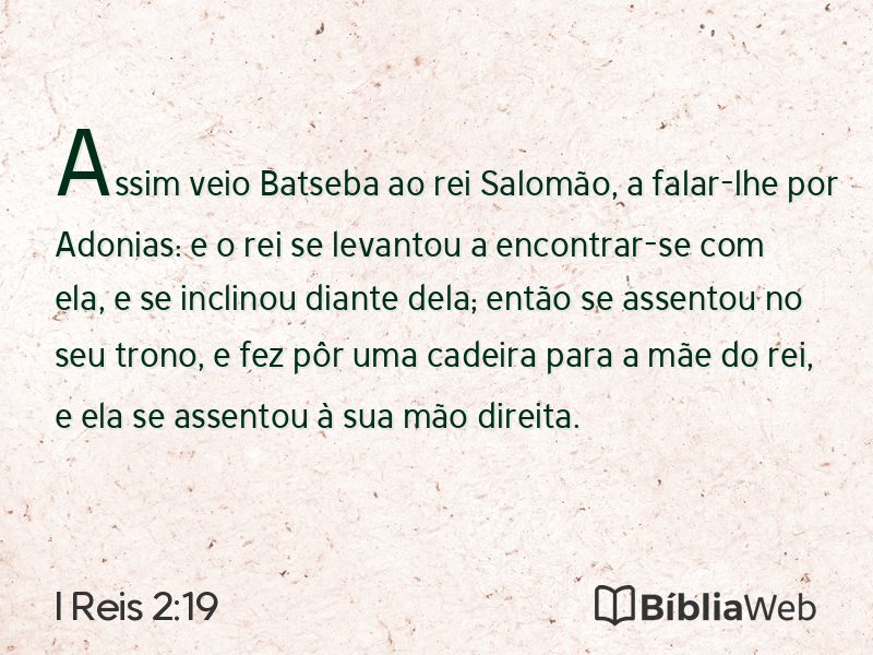 I Reis 2:19 em imagem para compartilhar