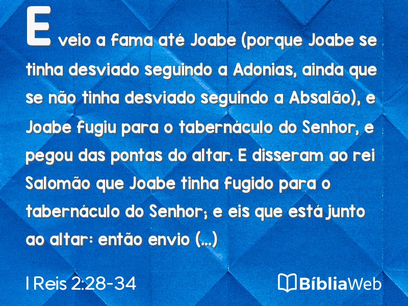 I Reis 2:28-34 em imagem para compartilhar
