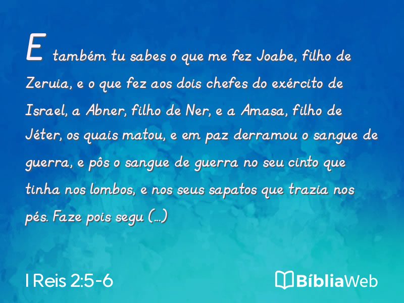 I Reis 2:5-6 em imagem para compartilhar