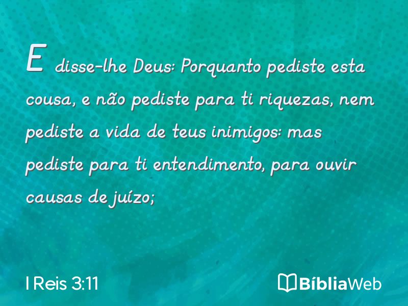 I Reis 3:11 em imagem para compartilhar