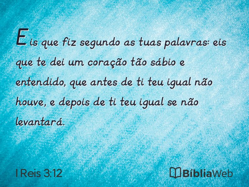 I Reis 3:12 em imagem para compartilhar