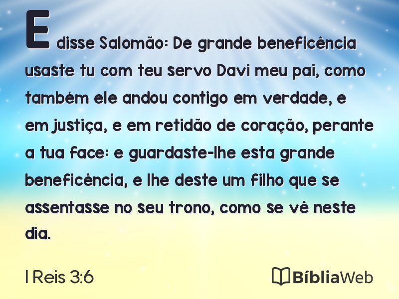 I Reis 3:6 em imagem para compartilhar