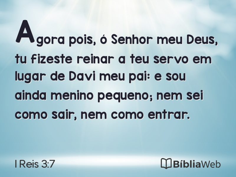 I Reis 3:7 em imagem para compartilhar