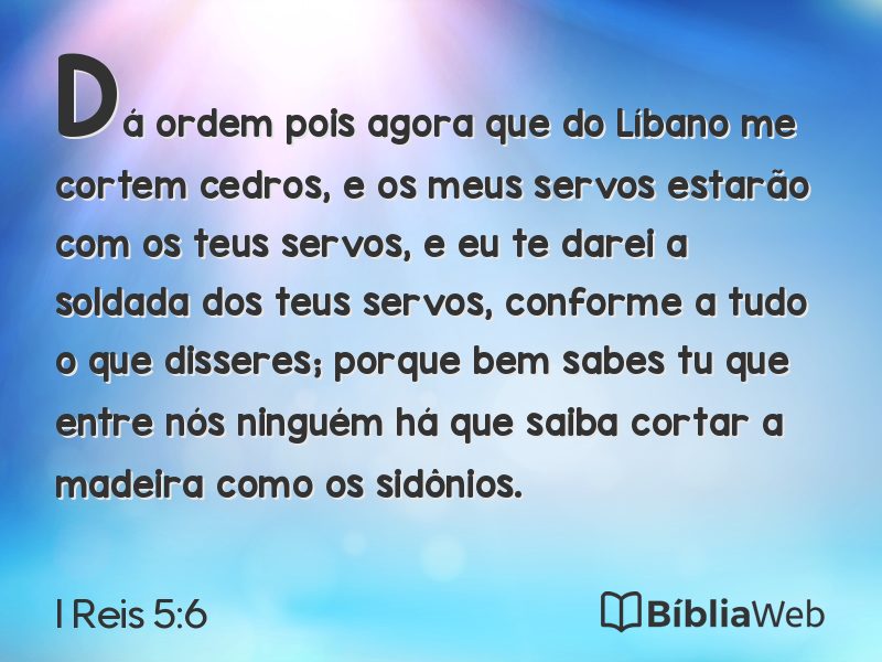 I Reis 5:6 em imagem para compartilhar
