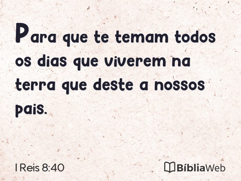 I Reis 8:40 em imagem para compartilhar