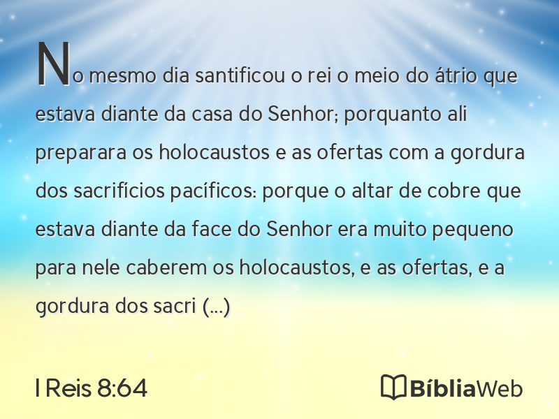 I Reis 8:64 em imagem para compartilhar