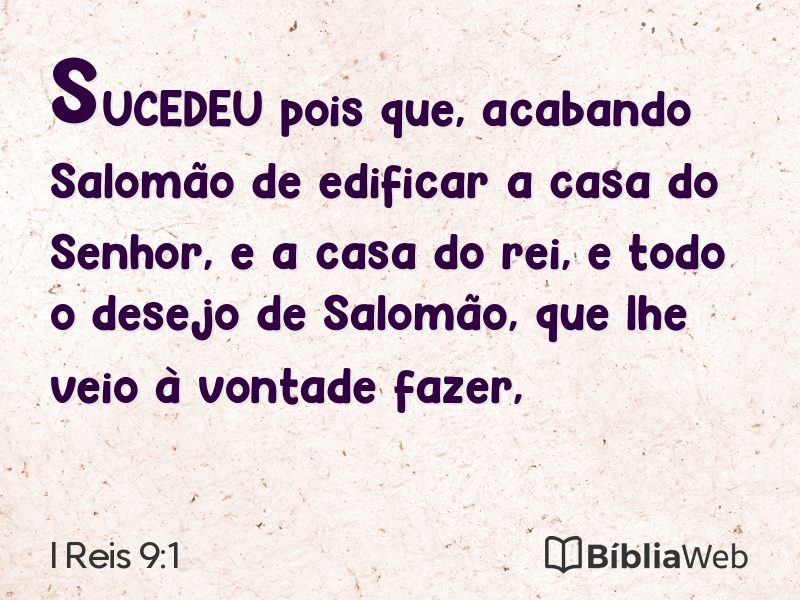 I Reis 9:1 em imagem para compartilhar