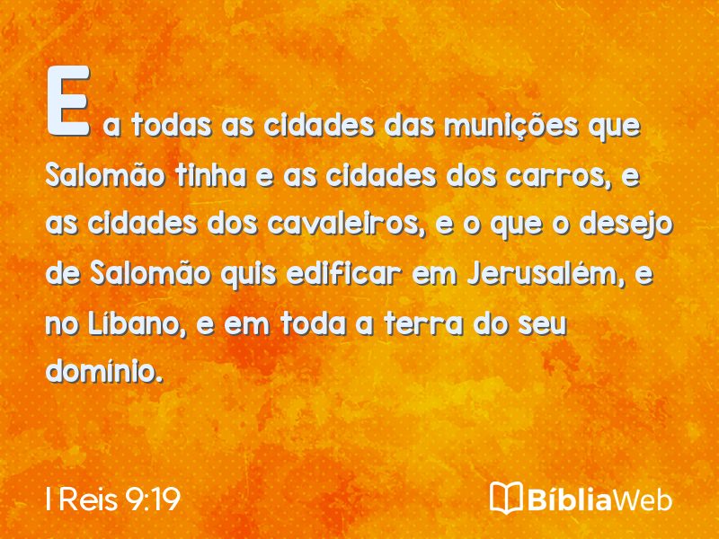 I Reis 9:19 em imagem para compartilhar