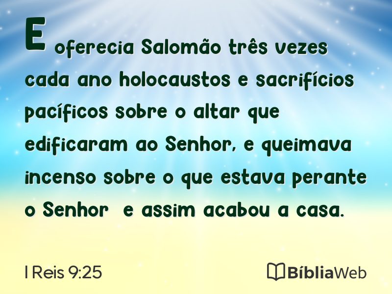 I Reis 9:25 em imagem para compartilhar