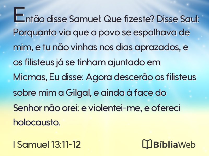 I Samuel 13:11-12 em imagem para compartilhar