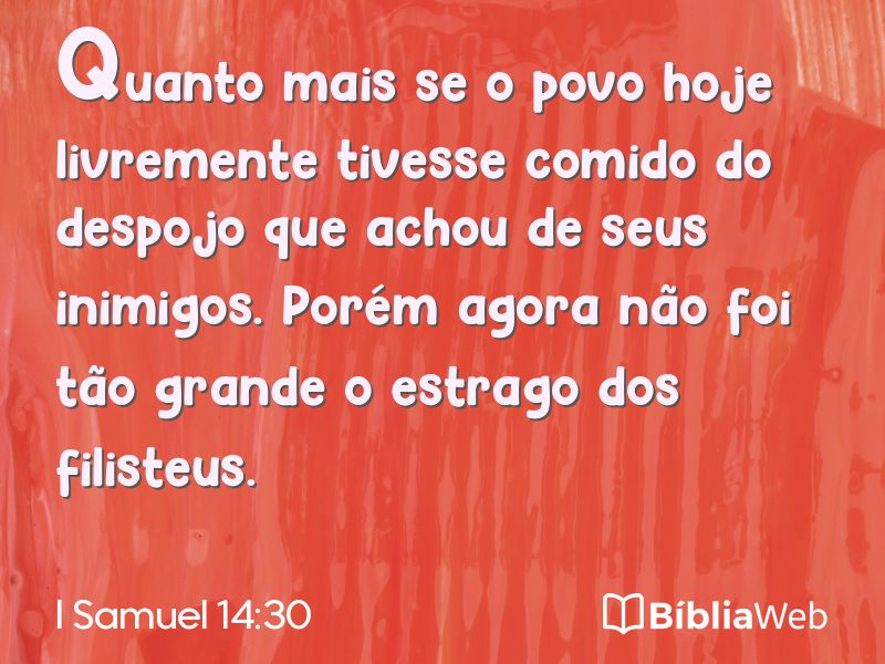 I Samuel 14:30 em imagem para compartilhar