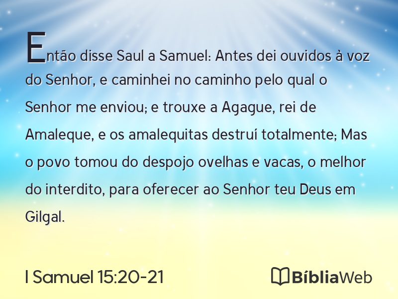 I Samuel 15:20-21 em imagem para compartilhar