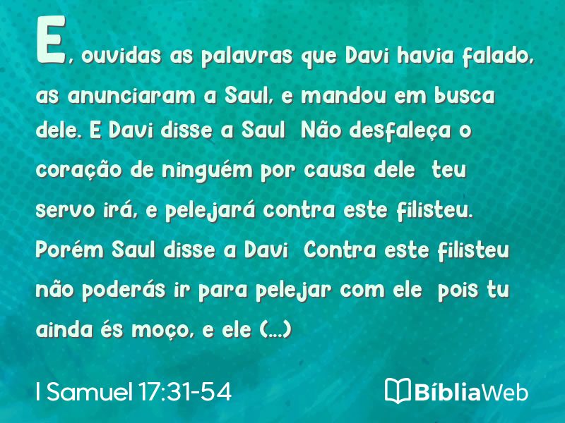 I Samuel 17:31-54 em imagem para compartilhar