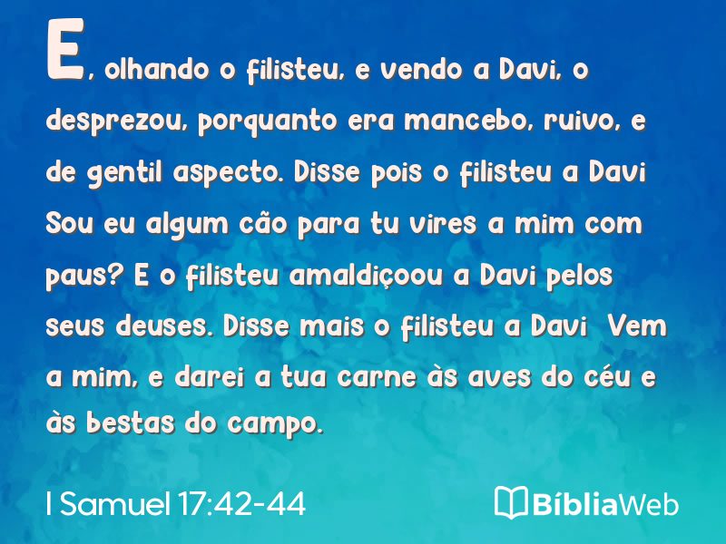 I Samuel 17:42-44 em imagem para compartilhar