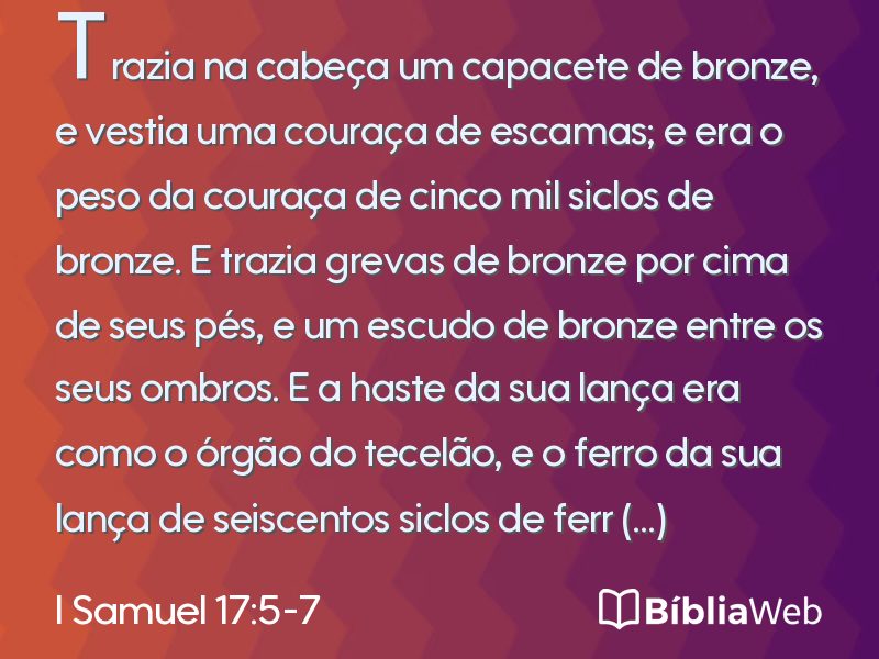 I Samuel 17:5-7 em imagem para compartilhar