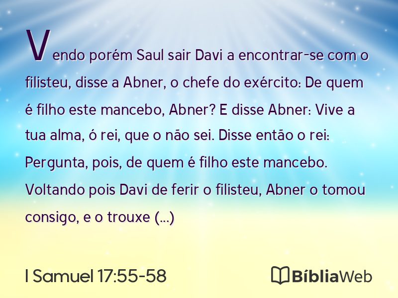 I Samuel 17:55-58 em imagem para compartilhar